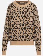 rosa Pulover Bej cu imprimeu leopard cu viscoză decorat cu fir metalic Neliona