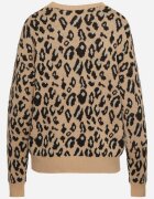 rosa Pulover Bej cu imprimeu leopard cu viscoză decorat cu fir metalic Neliona