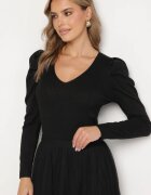 rosa Pulover Negru cu vâscoză și fir metalic și mâneci bufante Sanellia