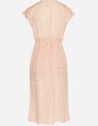 rosa Rochie Ajurată Portocalie cu Viscoză Decorată cu Volane Nelsedi