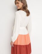 rosa Rochie Alb-Bordeaux Mini Cu talie elastică Tixia
