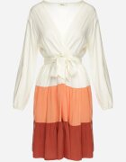 rosa Rochie Alb-Bordeaux Mini Cu talie elastică Tixia