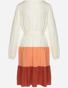 rosa Rochie Alb-Bordeaux Mini Cu talie elastică Tixia