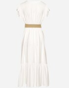 rosa Rochie Alb-Negru din Vâscoză cu curea cu imprimeu ornamental Nilorine