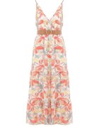 rosa Rochie Alb-Portocalie cu curea Barrett