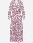 rosa Rochie Alb-Roz din viscoză cu decolteu petrecut și curea din material cu elastic în talie Fiarina