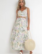 rosa Rochie Alb-Verde cu curea Barrett