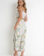 rosa Rochie Alb-Verde cu curea Barrett