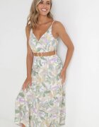 rosa Rochie Alb-Verde cu curea Barrett