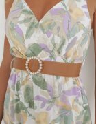 rosa Rochie Alb-Verde cu curea Barrett