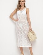 rosa Rochie Albă Ajurată Fără Mâneci cu Croială Mulată Cotta