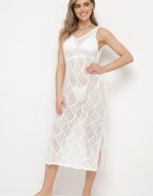rosa Rochie Albă Ajurată Fără Mâneci cu Croială Mulată Cotta