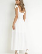 rosa Rochie Albă Cloche cu bretele legate și despicătură Kalora