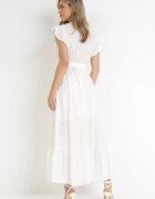 rosa Rochie Albă Cloche cu Cordon Legat Nonru