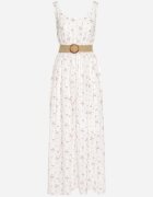 rosa Rochie Albă Cloș cu flori Decorată cu curea împletită Iffalle