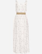 rosa Rochie Albă Cloș cu flori Decorată cu curea împletită Iffalle