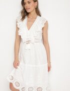 rosa Rochie Albă Cloș Midi Euphina