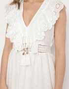 rosa Rochie Albă Cloș Midi Euphina
