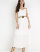 rosa Rochie albă cu centură Chrysaleia