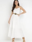 rosa Rochie albă cu centură Chrysaleia