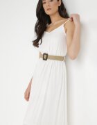 rosa Rochie albă cu centură Chrysaleia