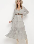 rosa Rochie Albă Cu Curea Demusa