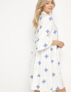 rosa Rochie Albă cu Vâscoză cu croi evazat cu broderie decorativă Arathiel