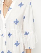 rosa Rochie Albă cu Vâscoză cu croi evazat cu broderie decorativă Arathiel