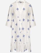rosa Rochie Albă cu Vâscoză cu croi evazat cu broderie decorativă Arathiel