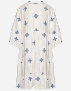 rosa Rochie Albă cu Vâscoză cu croi evazat cu broderie decorativă Arathiel