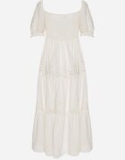 rosa Rochie Albă de Bumbac cu Model Brodat Iffanella