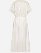 rosa Rochie Albă de Bumbac în Stil Rustic cu Buzunare Orriviane