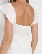 rosa Rochie Albă de Bumbac Mini cu Decupaj la Decolteu Miauri
