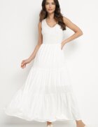rosa Rochie albă din bumbac Maxi fără mâneci Lorenis