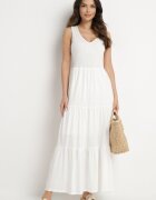 rosa Rochie albă din bumbac Maxi fără mâneci Lorenis