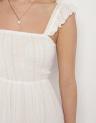 rosa Rochie Albă Din Viscoză cu Bretele Decorată cu Fir Metalic Iffrisse