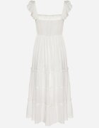 rosa Rochie Albă Din Viscoză cu Bretele Decorată cu Fir Metalic Iffrisse