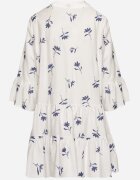 rosa Rochie Albă din Viscoză cu croială Cloș cu Broderie și Volane Axneria