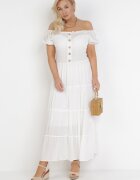 rosa Rochie Albă din Viscoză cu croială spaniolă Ciririla