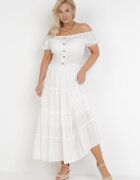rosa Rochie Albă din Viscoză cu croială spaniolă Ciririla