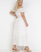 rosa Rochie Albă din Viscoză cu croială spaniolă Ciririla
