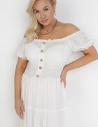 rosa Rochie Albă din Viscoză cu croială spaniolă Ciririla