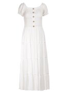 rosa Rochie Albă din Viscoză cu croială spaniolă Ciririla