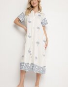 rosa Rochie Albă Dreaptă din Viscoză cu croială tip cămașă decorată cu broderie Sanori