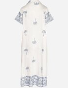 rosa Rochie Albă Dreaptă din Viscoză cu croială tip cămașă decorată cu broderie Sanori