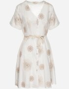 rosa Rochie Albă în Stil Boho cu Flori Brodate cu Șnur Evionis