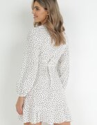 rosa Rochie Albă tip plic cu volane cu buline Bamia