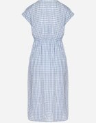rosa Rochie Albastră Ajurată cu Vâscoză Decorată cu încrețituri Nelsedi