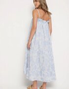 rosa Rochie Albastră Cloche din Bumbac Decorată cu flori Merialea