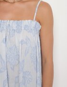 rosa Rochie Albastră Cloche din Bumbac Decorată cu flori Merialea